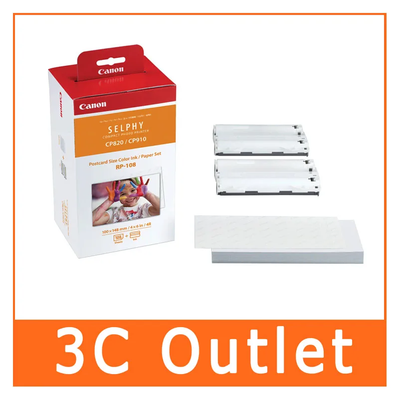 

Genuine RP-108 Color Ink Paper Set for Selphy CP1200,CP1000,CP910,CP820