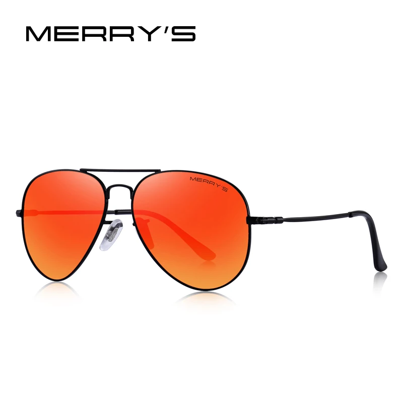 MERRYS дизайн для мужчин/женщин классический пилот HD поляризованные солнцезащитные очки авиационная оправа титановый сплав памяти дужки UV400 защита S8153 - Цвет линз: C04 Black Red