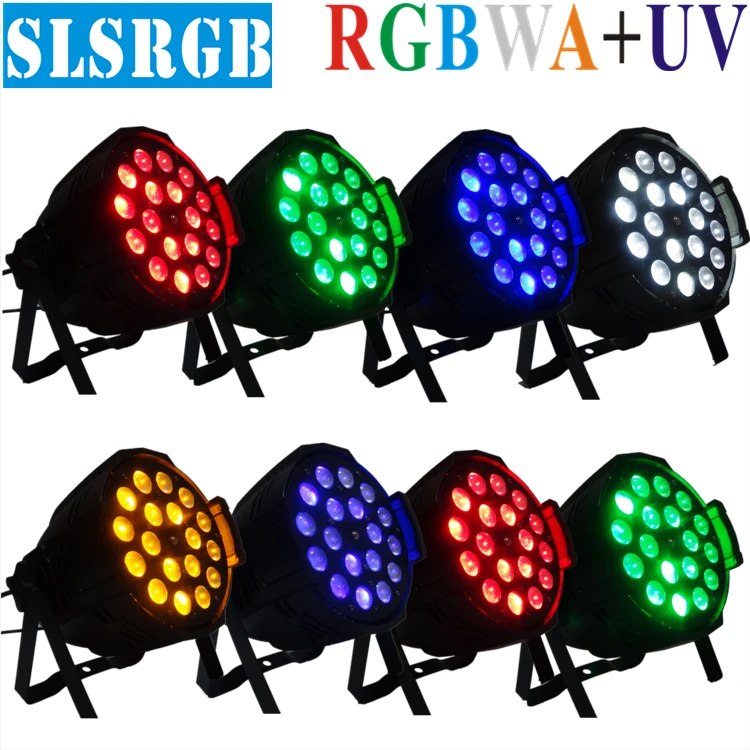 

8PCS/LOT 18*18W Led Par Zoom Light RGBWA UV 6IN1 DMX Par Can DJ Uplighting Up Light Black Color Aluminum