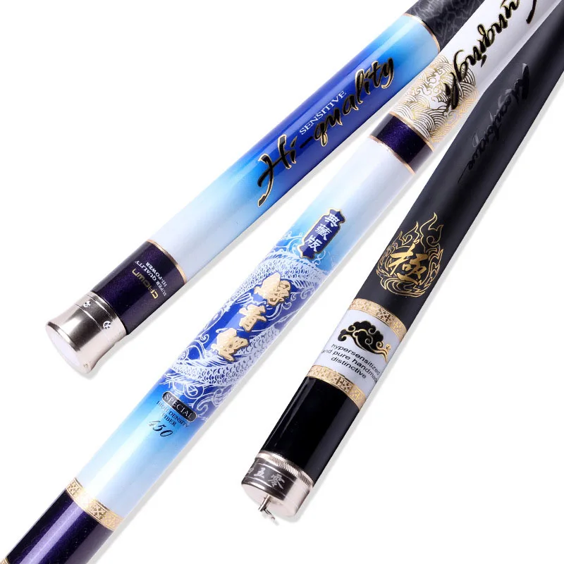 Vara de Pesca Telescópica de Fibra de Carbono Taiwan Ultra-light Carpa Pesca Super Duro Mão Rod B064 19tonal 3.6 M-10 m