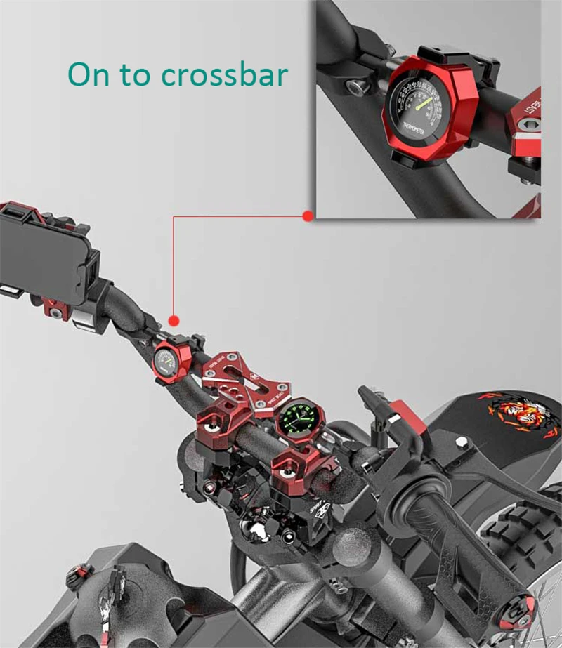 Мотоцикл Часы с термометром Температура время 2-в-1 22-28 мм руль с светящимся циферблатом T6063 алюминиеывый сплав велосипедным фиксирующим креплением метр скутер