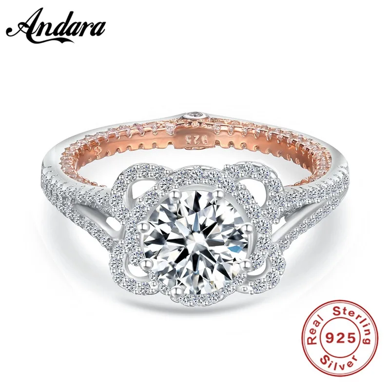 

Antique jewelry Flower Desgin 925 Sterling Silver Simulated stones Wedding Engagement Rings For Love Size 6 7 8