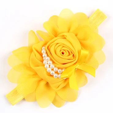Милая головная повязка с цветком для новорожденного жемчуга розы аксессуары для волос эластичный головной убор фотографический реквизит w- 075 - Цвет: as picture 1