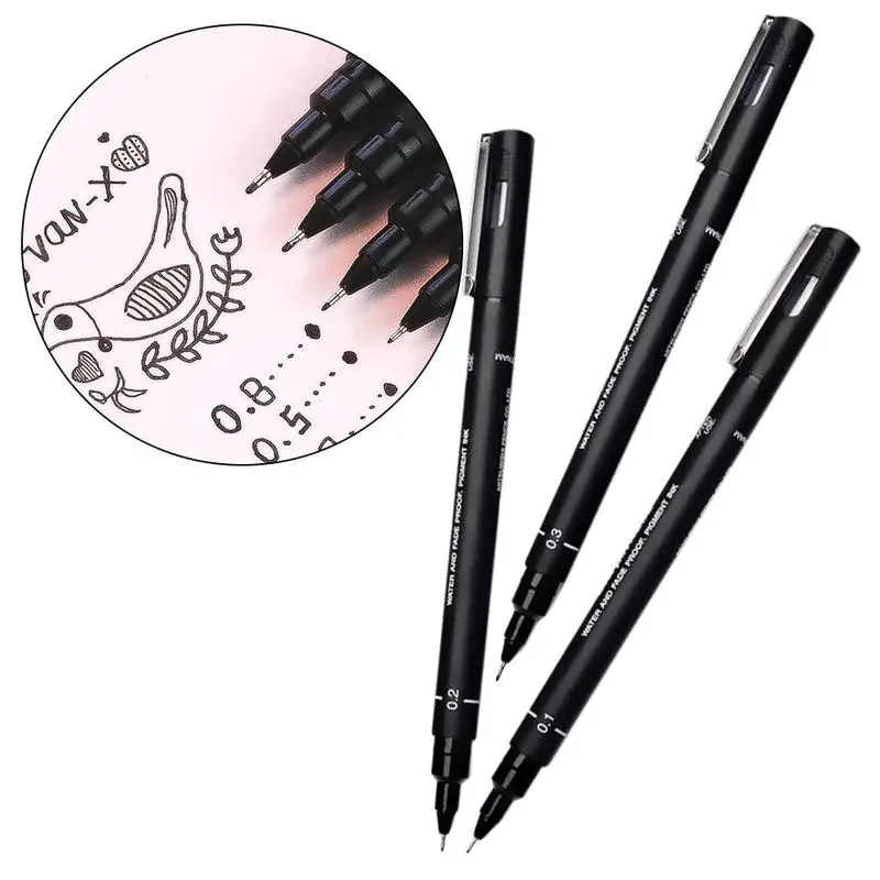 

Fineliner Pigma Micron Drawing Pen 01 02 03 05 08 Black Fine Line Pen Anime Comic Pen Not Blooming Durable Art Markers Pen