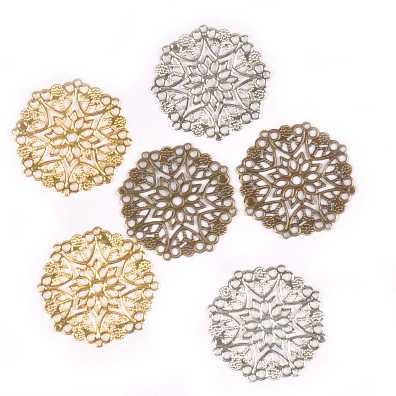

10pcs Round Metal Crafts Flower Filigree Wraps Connectors Antique Diy Embellishment For Scrapbooking Supplies Home Decor YK0735