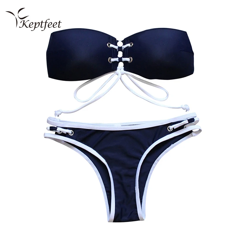 Bandeau Bikini Set Swimwear female Two Pieces Swimsuit Low Waist Bikini Women Bathing Suit