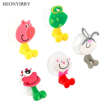 

Baby Care Cute Cartoon Animal Shape Holder Sucker Suction Hooks Set Hanging Baby Kids Toothbrush Holder Bathroom Accessories