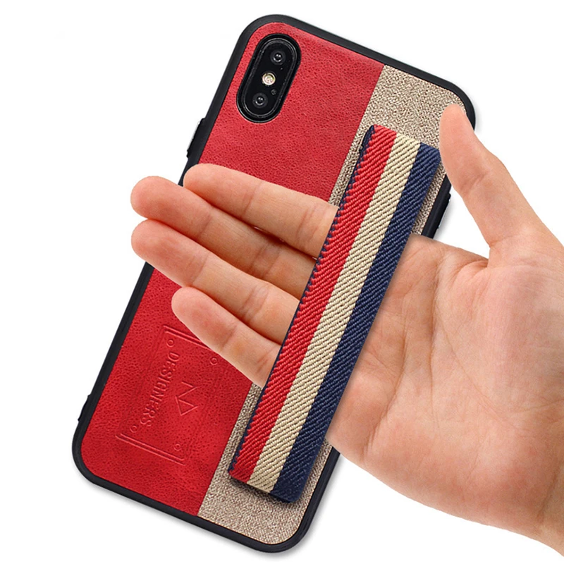 

Retro Vintage Leather Case for iPhone 8 8 Plus Stretchable Wrtst Band Shockproof Back Cover for iPhone X for iPhone 6 6s 7 Plus