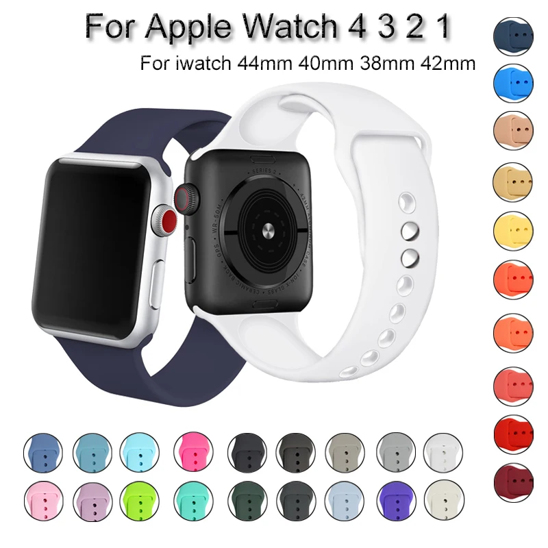 

Sport Silicone Watch Band For Apple Watch 4 3 2 1 Bracelet Strap For iwatch 44mm 40mm 38mm 42mm loop Watchband Accessories
