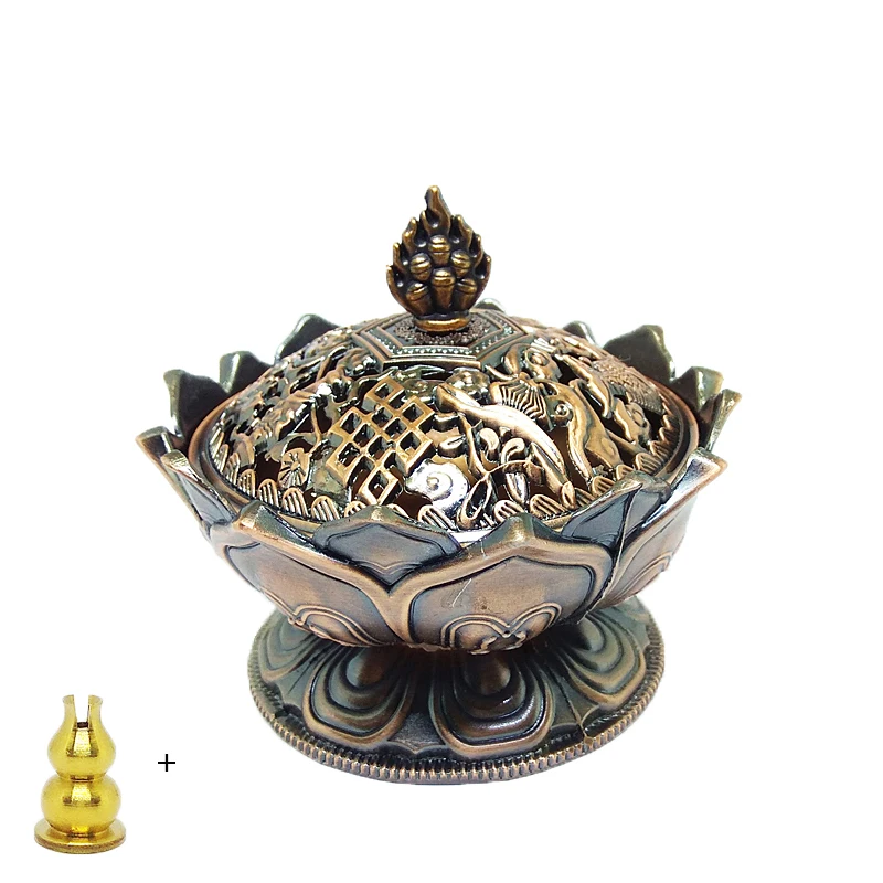 

YX Big size Bronze classical style Incense censer, Imitation copper cone lotus burner ,& Copper gourd coil stick incense holders