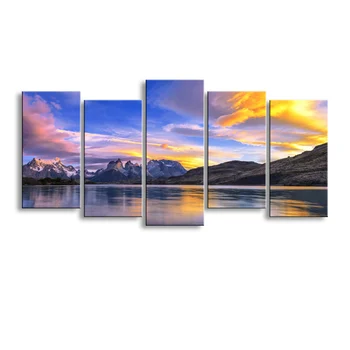 

5 pieces high-definition print sunset nature landscape canvas prints painting poster and wall art living room picturePL5-191