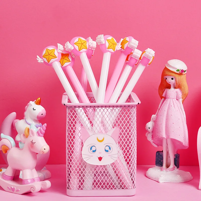 

2PCS Pink Fairy Wand Silicone Head Gel Pen Rollerball Pen School Office Supply Writing Student Stationery Black Ink 0.5mm