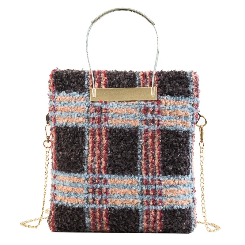 

2019Bag Women Tote Bag Shoulder Bag Crossbody Bags For Women Velour Plaid Zipper Soft Plush Coloured Single Chain Large Capacity