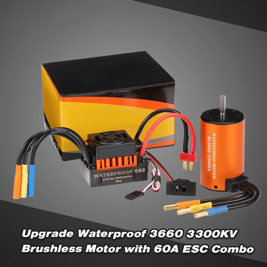 Детали модели водонепроницаемый 3660 3300KV бесщеточный двигатель с 60A ESC комплект для