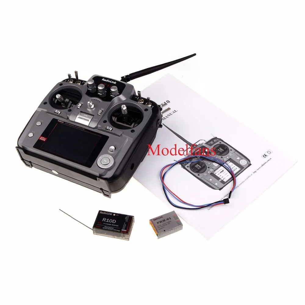 

RadioLink AT10 2.4G 10CH Remote Control System Transmitter R10D Receiver & PRM-01 Voltage Return Module Mode2
