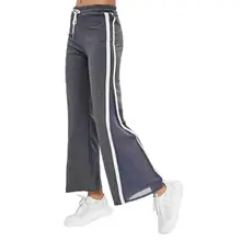 Модные женские повседневные удобные штаны с сетчатой прострочкой, спортивные широкие брюки для бега, серые брюки для женщин, новинка года