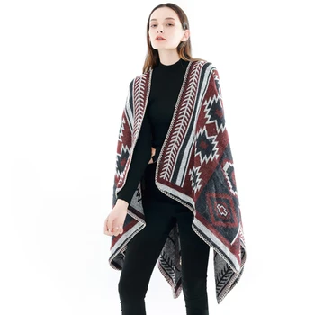 

Women Winter Pashmina Shawl Scarf Imitated Cashmere For Women Thicken Capes Plaid Wool Scarves Long Fashionable Vintage Blanket