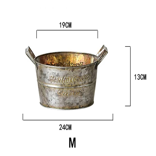 Американская металлическая ваза since1972 винтажный декоративный поднос с ручками Ретро цветок антикварная Железная бочка корзина для хранения фруктов - Цвет: M