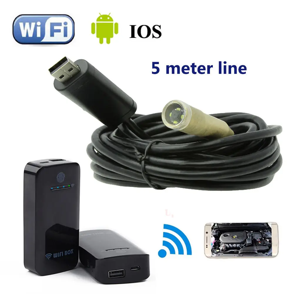 

4LED 5M Endoscope Waterproof Inspection Camera Micro USB For Windows XP + WIFI BOX For IOS And Android Free shipping