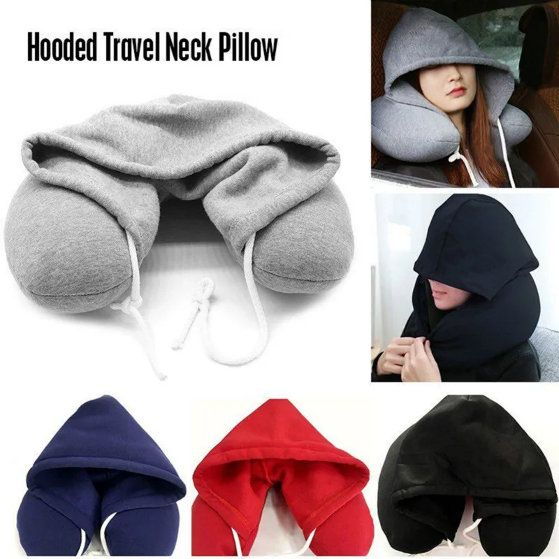 

New Travel Hooded U-Shaped Pillow Cushion Car Office Airplane Head Rest Neck Support U-Shaped, Eye Mask Eyemask neck Pillow