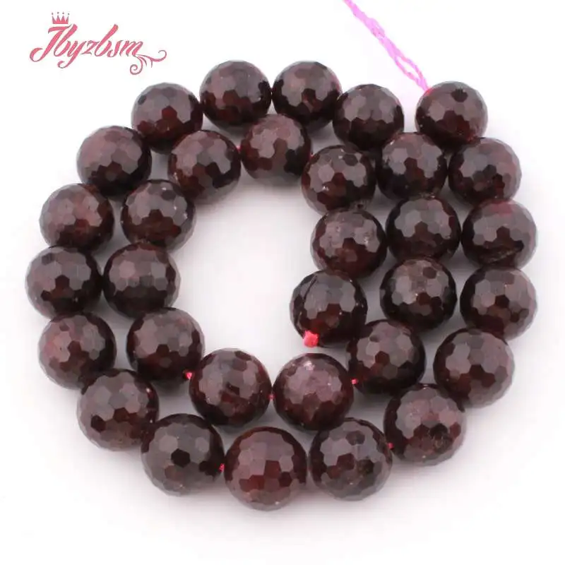 Бусины из натурального камня темно-красные бусины для женщин DIY ожерелье браслет Изготовление сережек распорка набор для браслетов 1" - Color: 12mm Faceted