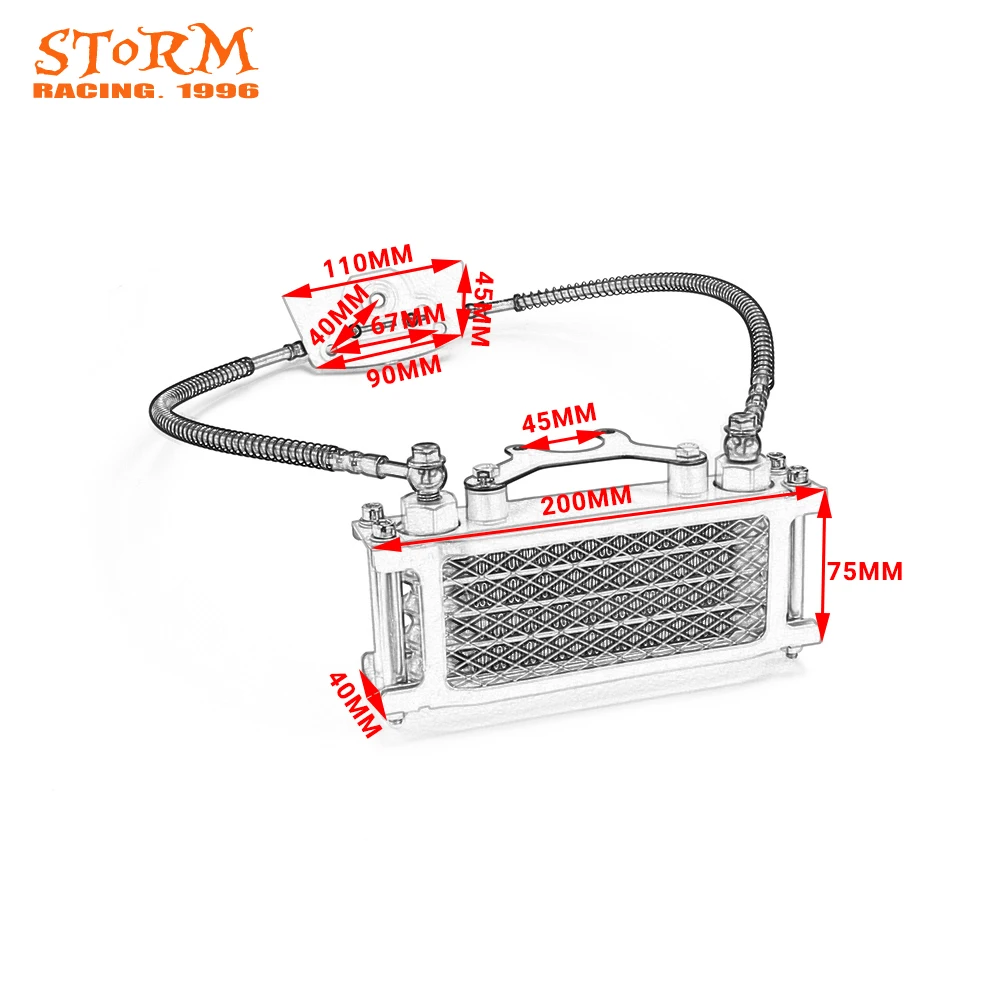 Масляный радиатор двигателя мотоцикла для Loncin Zongshen Lifan Shineray Yinxiang Kayo Bosuer Xmoto 50CC 70CC 90CC 110CC