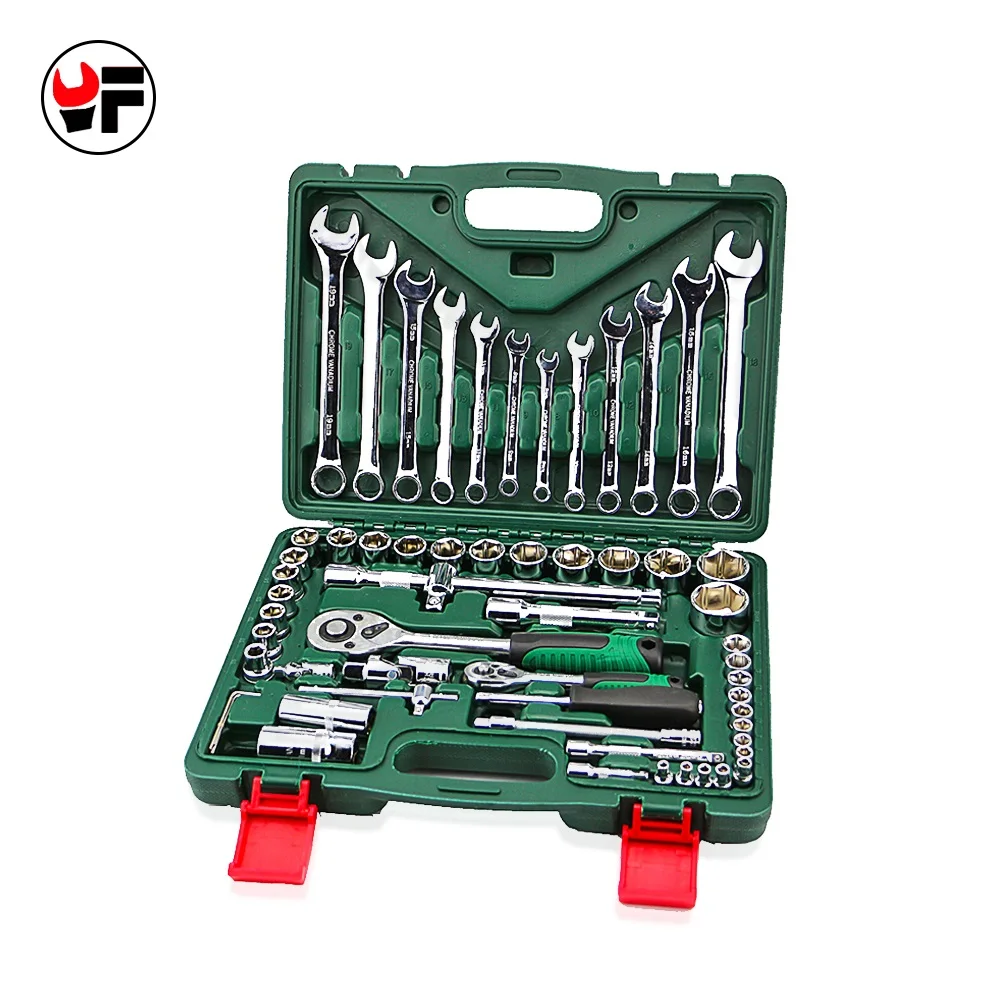 free shipping 61pcs torque wrench set 1/4 socket wrench tool box