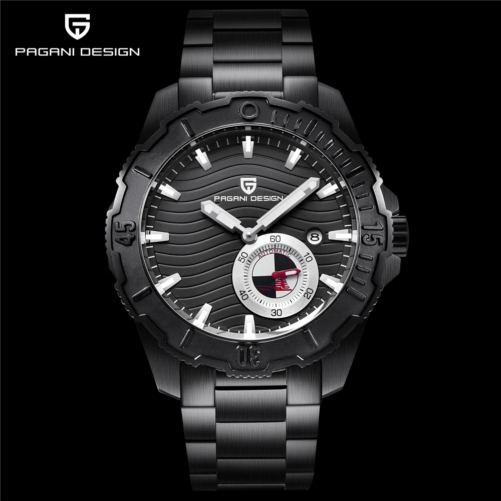 باجاني تصميم العلامة التجارية الفاخرة الرجال جميع الصلب للماء الميكانيكية ووتش 2018 جديد الأسود الهاتفي ساعة كرونوغراف قد انخفض باجاني تصميم العلامة التجارية الفاخرة الرجال جميع الصلب للماء الميكانيكية ووتش 2018 جديد الأسود الهاتفي ساعة كرونوغراف قد انخفض