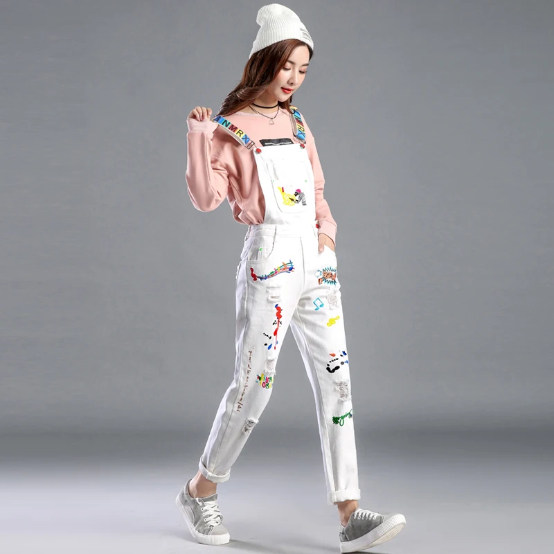 Spring Autumn Black Denim jumpsuit women White Denim overalls Ladies Hole Embroidery Letter rompers playsuit Summer 2020 Spring Autumn Black Denim jumpsuit women White Denim overalls Ladies Hole Embroidery Letter rompers playsuit Summer 2020