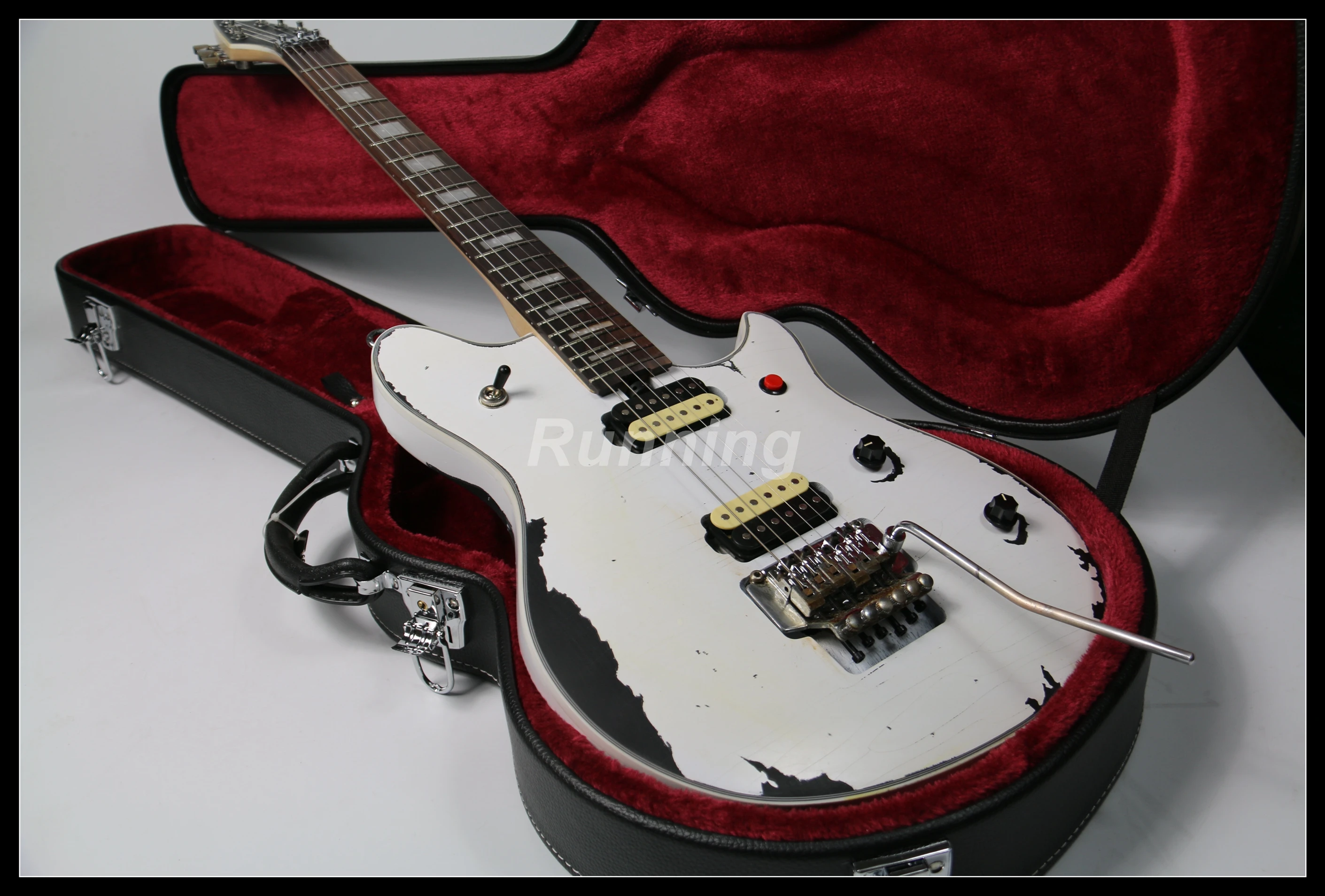 Высшее качество электрическая гитара Relic Wolfgang Zebra Humbucker Kill Swtich FR Bridge белого