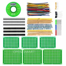 OPEN-SMART PCB Experiment Board Kit with Tin Wire / LED / Pin Header Include Commonly Used Resistor / LED Pack for Arduino DIY