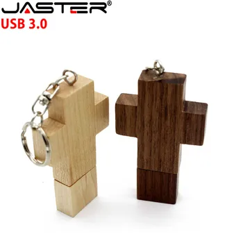 

JASTER USB 3.0 custom LOGO wooden pendrive wood Cross memory stick 4GB 8GB 16GB 32GB 64GB Crosses Flash drive keychain gift
