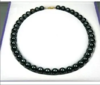 

Exquisite Round 9-10 mm black Tahitian AAA++ Pearl Necklace L NECKLACE free shipping clasp