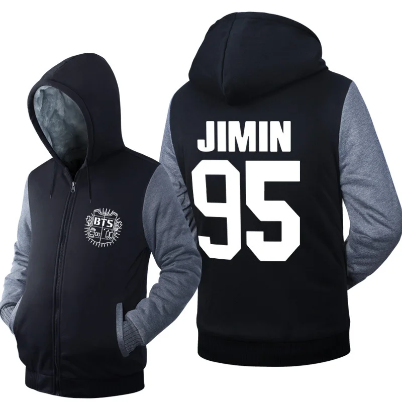 Fans Wear Sweatshirt BTS Zipper Hoodies Cosplay Costume JIMIN Unisex Winter Hoodie Casual Coat