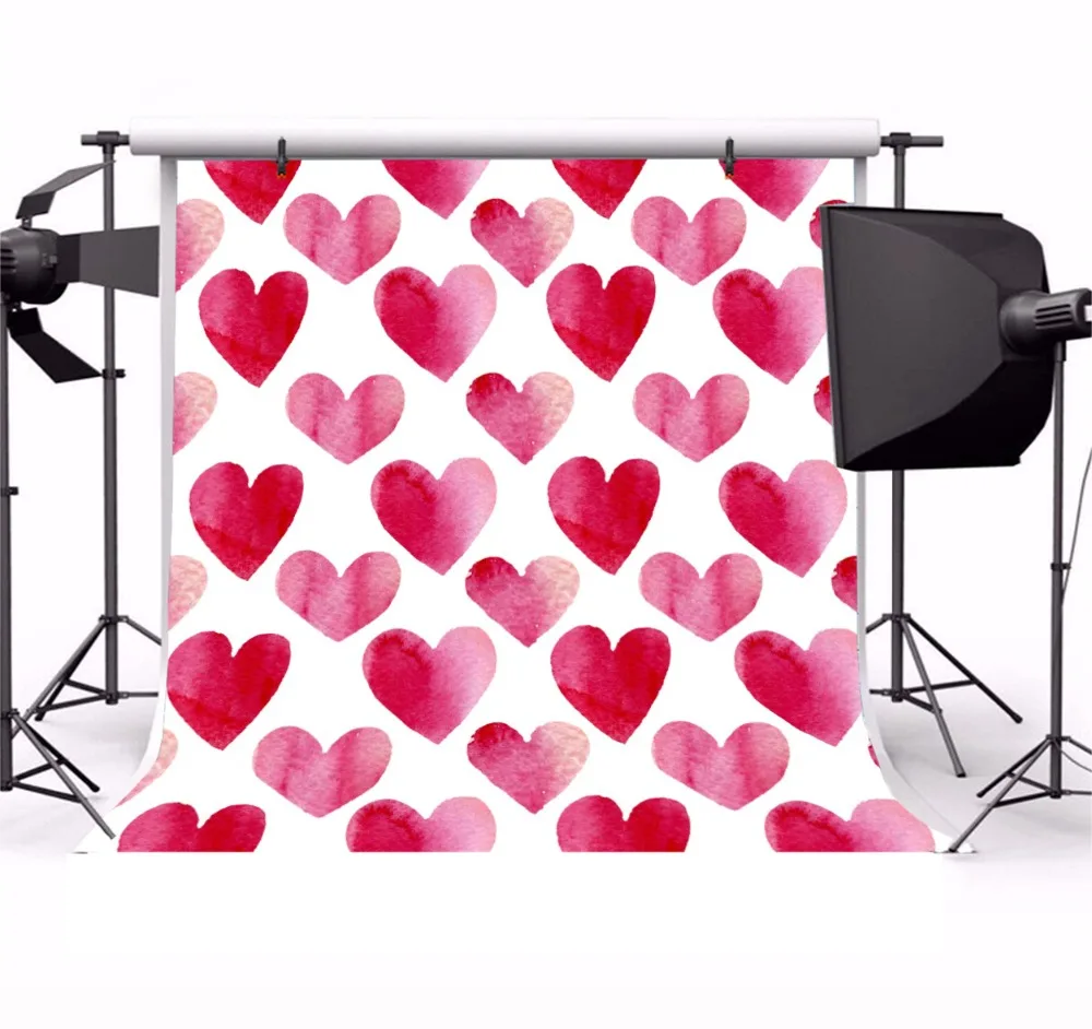 Laeacco Photography Backdrops Baby Drawing Red Love Heart Party Birthday Decor Portrait Photographic Backgrounds Photo Studio