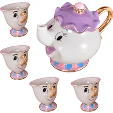 Чайный набор с героями мультфильмов Красавица и чудовище, Mrs Potts, чайный горшок, чашка с чипом, сахарница, набор кофейников, чайник, подарок на день Святого Валентина