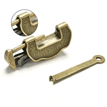 Candado de latón Retro antiguo de hierro chino antiguo de la joyería de la caja de madera candado para el Gabinete del cajón de la maleta