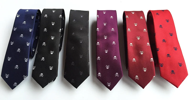 Высокое качество 1200-pin Новый 6 см узкий череп голова галстук для Хэллоуин Мужская мода галстук для вечеринок