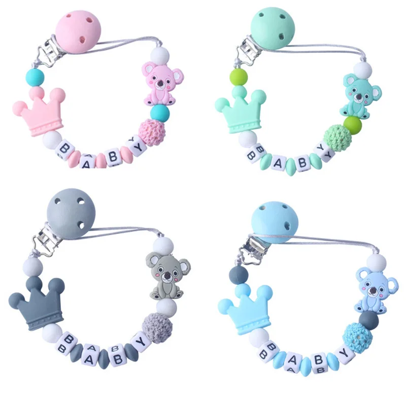 

New Fashion Silicone And Wooden Pacifier Clip Cute Soother Chains Baby Nipple Teether Strap Chain chains nipples safe chain Hot