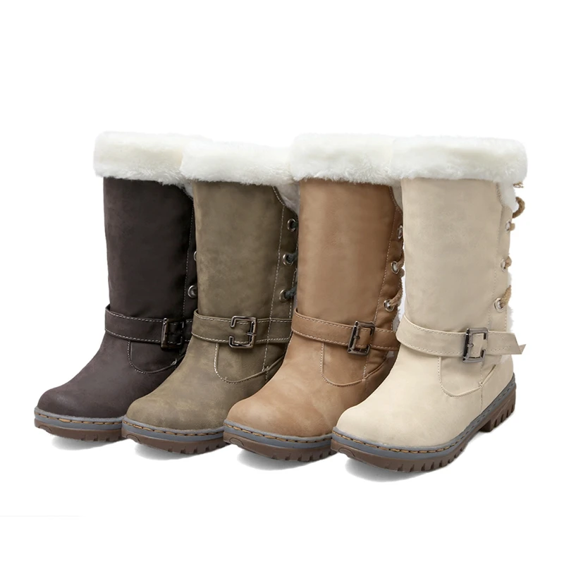 Asileto ботильоны для женщин зимние ботинки с пряжкой, из водонепроницаемого материала на шнуровке обувь, сапоги botas femininas; женская обувь S677