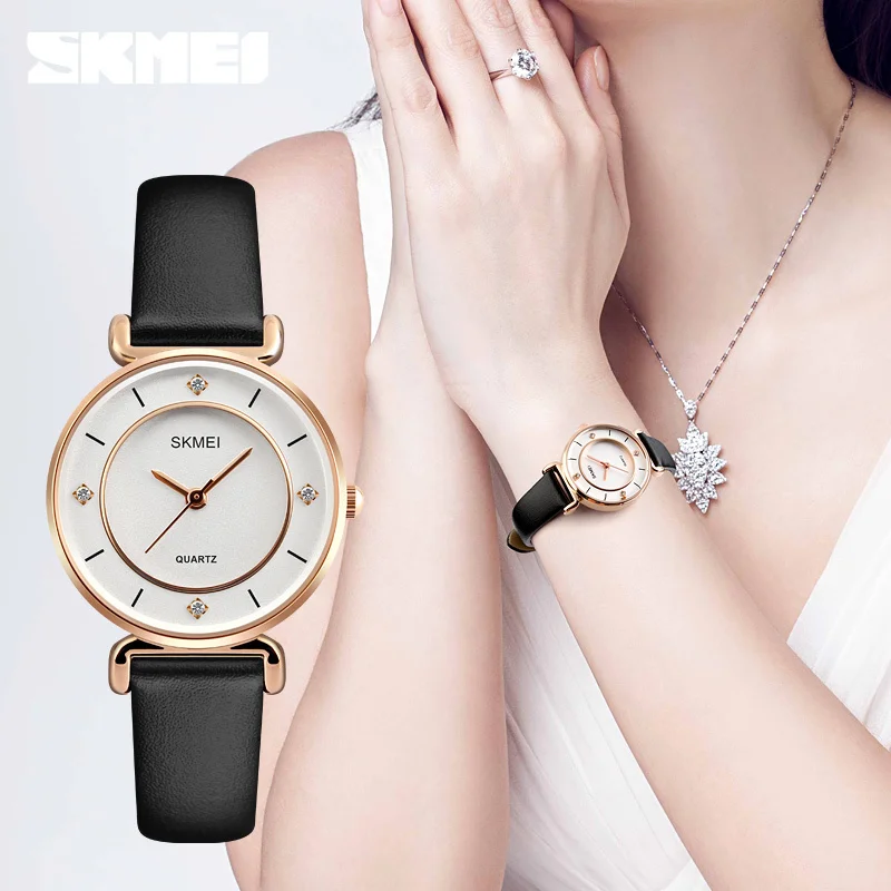

SKMEI 1330 New Women Men Couple Quartz Watch Fashion Leather Waterproof Wristwatches Female Watches Relogio Feminino