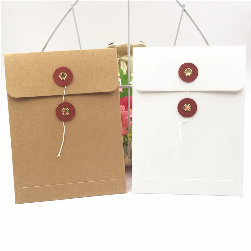 

24Pcs/Lot DIY Kraft Blank Envelope Shape Paper Bags For Letters Packaging Suppliers Bag with Clear PVC Window Retro Sealing Bag