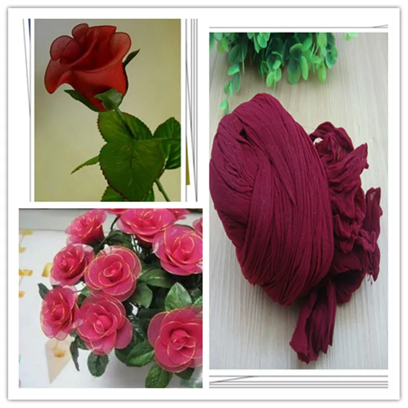 Free shipping 47 colors mix or only one color ship mesh flowers nylon stocking material/ronde flower for DIY | Дом и сад