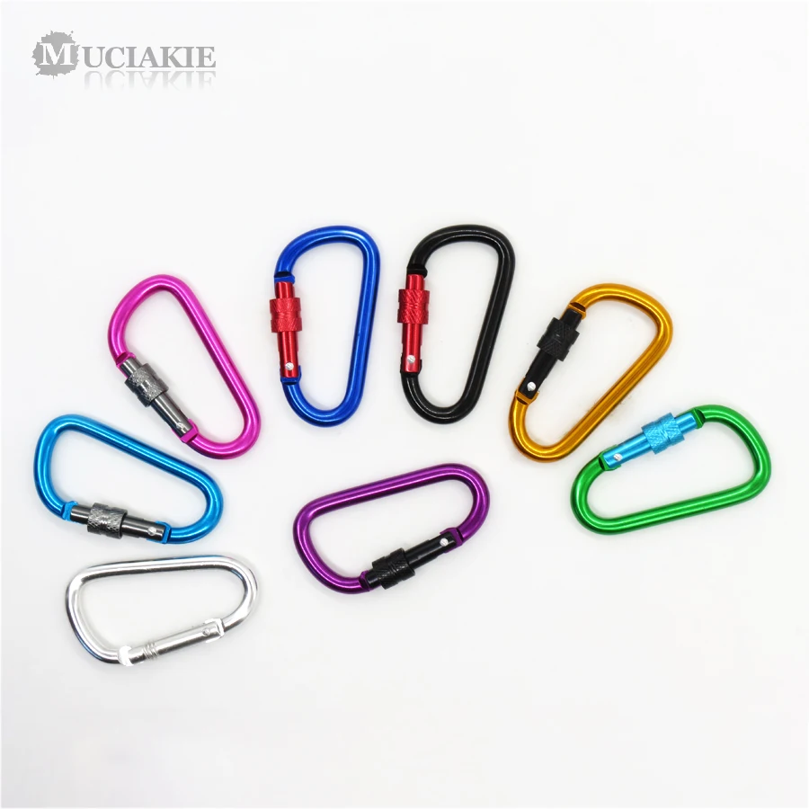 5PCS Aluminum Alloy Decorative Hoods Key Hooks Black Blue Red Gold Silver Carabiners Key Chain Clip Camping Snap Hook Outdoor 6