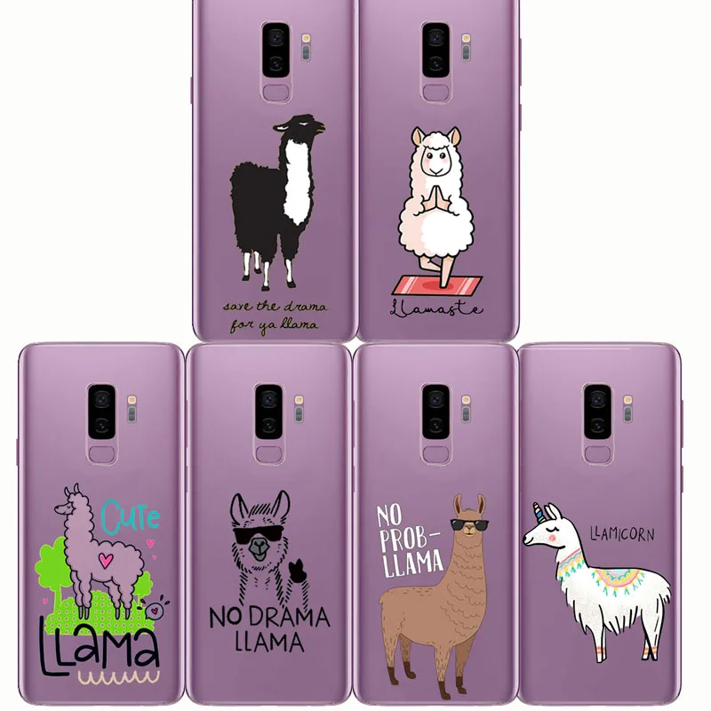 

Cute Llama Alpaca Animals Cartoon Soft Silicon Phone Cases Cover for Samsung S6 S7 edge S8 S9 PLUS Note 8 4 Note 5