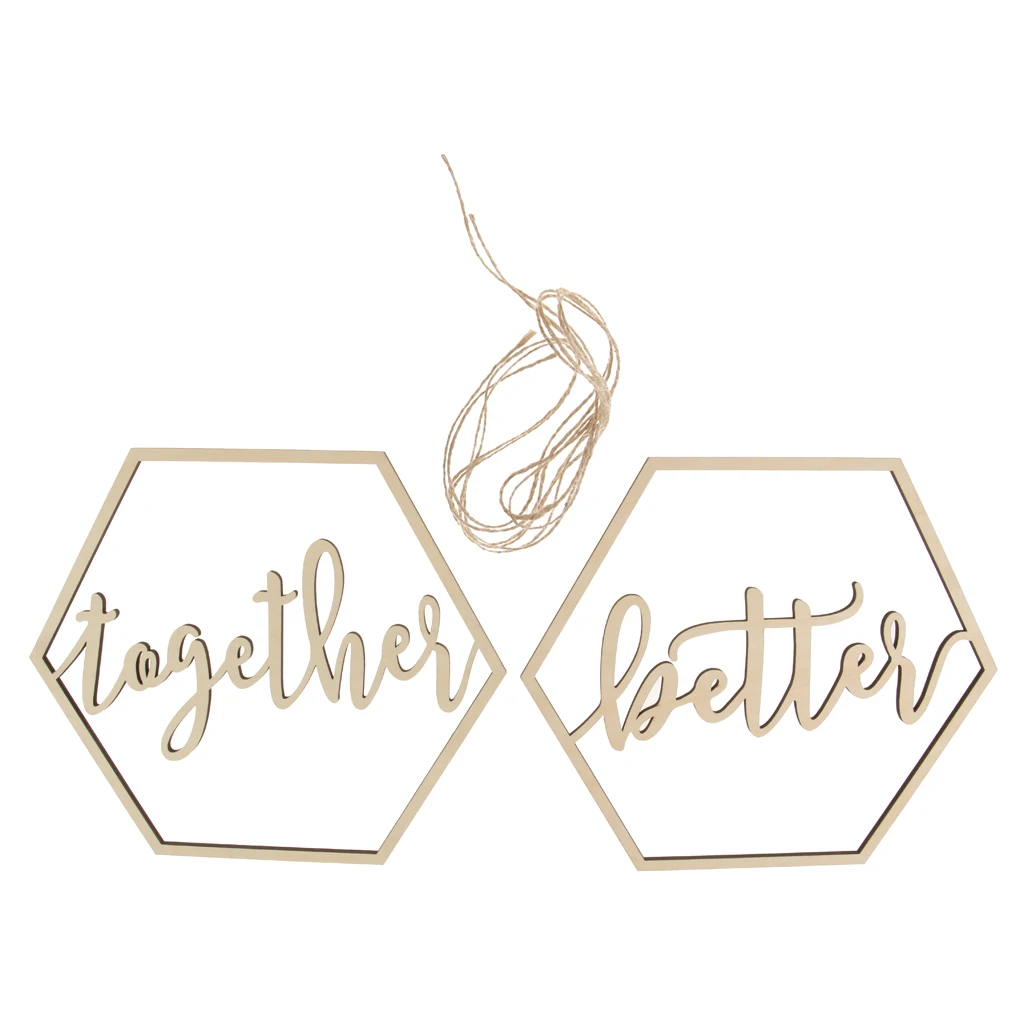 2pcs Hexagon Bride Groom Chair Signs Wooden Wedding Hanging Signs for Wedding Chairs Decor