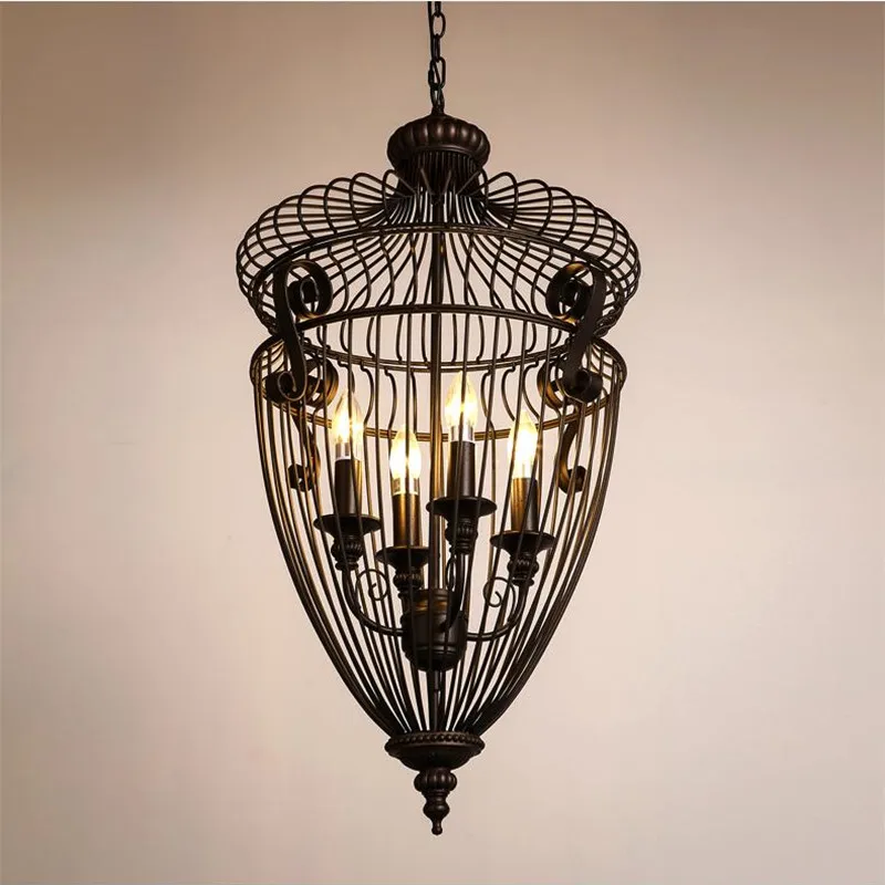 

Nordic Concise Dining Room Pendant Lamp Art Bird Cage Shade Living Room Light Hallway Bar Light With E14 led Bulbs Free Shipping