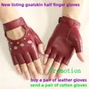 Half finger leather gloves women spring and summer thin goatskin gloves new hollow short sports riding driver  gloves ► Photo 2/6