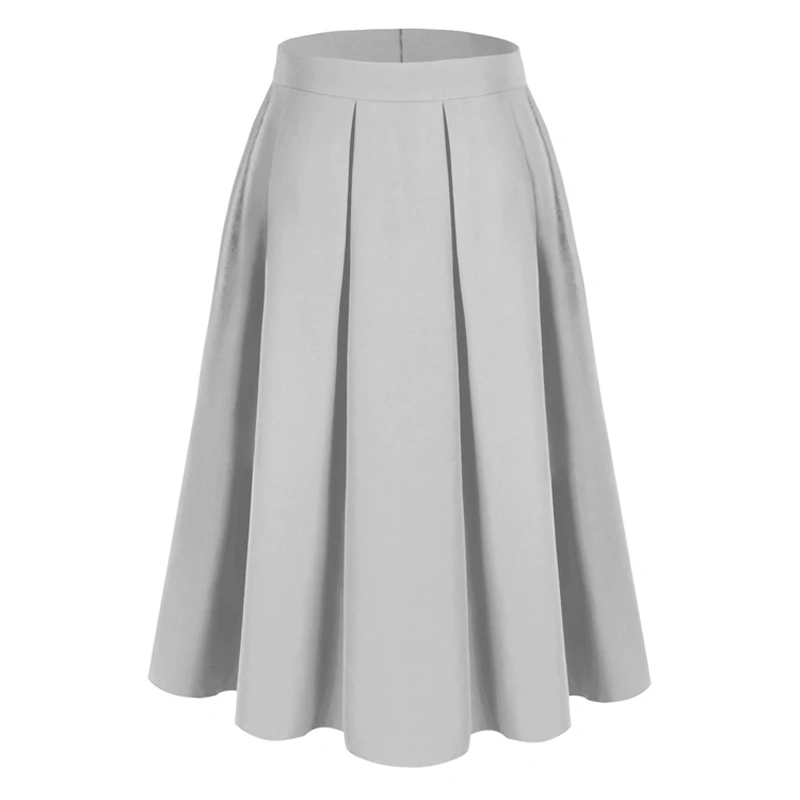 Городской CoCo Для женщин однотонные Цвет расклешенная трапециевидная юбка с карманами Высокая талия миди плиссированная юбка