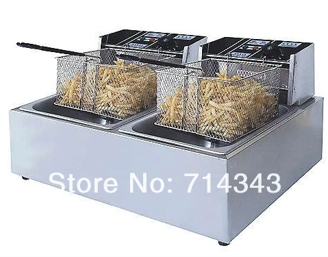 Ry-Df82 12l Desktop Double Fryer Counter Top Electric 2 Tank Fryer (2 Basket) Frying Pan 2 Tank Fryer*6l